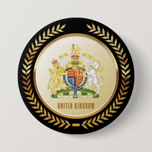Badge Rond 7,6 Cm Armoiries Du Royaume-Uni (Devant)