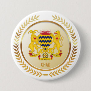 Badge Rond 7,6 Cm Armoiries Du Tchad