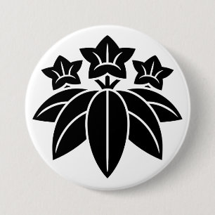 Badge Rond 7,6 Cm [Armoiries Familiales] Fleurs de Gentiane et Bambo