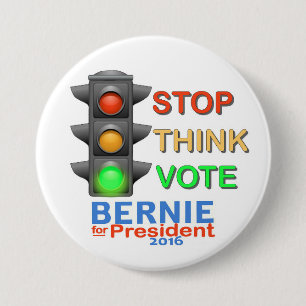 Badge Rond 7,6 Cm Arrêt. Pensez. Votez Bernie