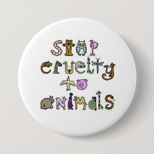Badge Rond 7,6 Cm arrêtez la cruauté aux animaux - customisés