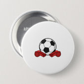 Badge Rond 7,6 Cm Arrivée sifflet & balle de football (Devant & derrière)
