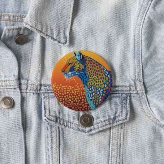 Badge Rond 7,6 Cm Art Abstrait Léopard Vibrant (En situation)