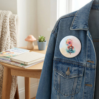 Badge Rond 7,6 Cm Art de conte de fées de sorcière à l'aquarelle fan