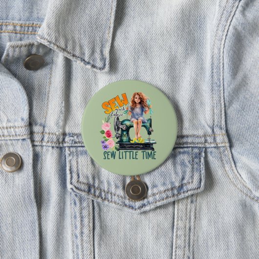 Badge Rond 7,6 Cm art des mots à coudre mignons (En situation)