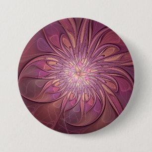 Badge Rond 7,6 Cm Art floral fractal moderne abstrait couleurs de ba