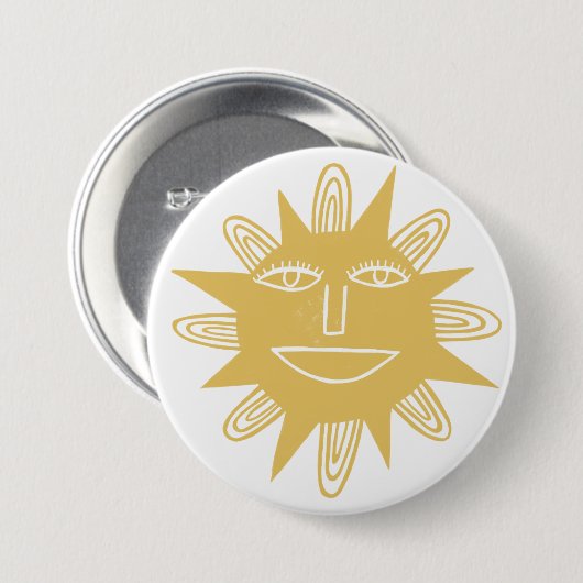Badge Rond 7,6 Cm Art moderne Sun Yellow Cute (Devant & derrière)