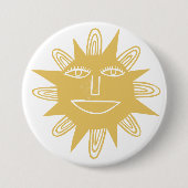 Badge Rond 7,6 Cm Art moderne Sun Yellow Cute (Devant)
