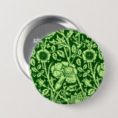 Badge Rond 7,6 Cm Art Nouveau Carnation Damask, Forest Green (Devant & derrière)