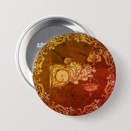 Badge Rond 7,6 Cm Art nouveau sconce spiderweb élégant marbre (Devant & derrière)