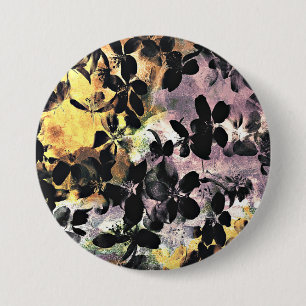 Badge Rond 7,6 Cm Art numérique fleuri motif à fleurs rose jaune