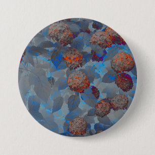 Badge Rond 7,6 Cm Art numérique motif de fleurs de couleur orange bl