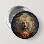 Badge Rond 7,6 Cm Art Visionnaire Mandala Vivant (Devant & derrière)