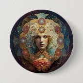 Badge Rond 7,6 Cm Art Visionnaire Mandala Vivant (Devant)