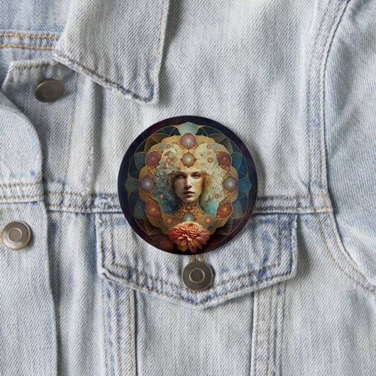 Badge Rond 7,6 Cm Art Visionnaire Mandala Vivant (En situation)
