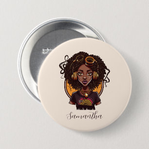 Badge Rond 7,6 Cm Artist Afro Woman