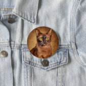 Badge Rond 7,6 Cm Artwork de chats birmans Brown (En situation)