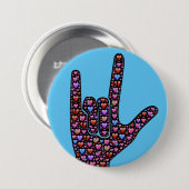 Badge Rond 7,6 Cm ASL "je t'aime " (Devant & derrière)