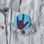 Badge Rond 7,6 Cm ASL "je t'aime " (En situation)