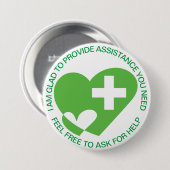 Badge Rond 7,6 Cm ASSISTANCE/AIDE Bénévole Simple (Devant & derrière)