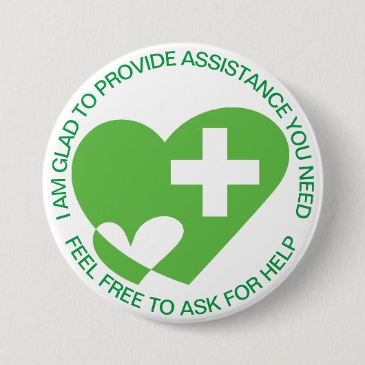 Badge Rond 7,6 Cm ASSISTANCE/AIDE Bénévole Simple (Devant)