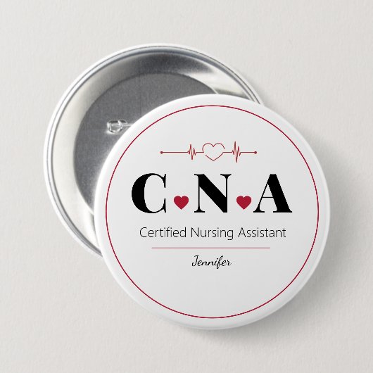 Badge Rond 7,6 Cm Assistant infirmier certifié CNA Personnalisé (Devant & derrière)