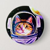 Badge Rond 7,6 Cm Astronaut de chat dans l'espace (Devant)