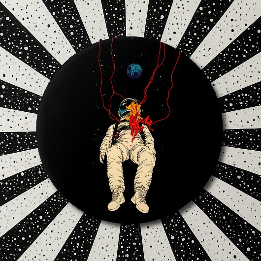 Badge Rond 7,6 Cm Astronaute et Espace Terrestre