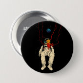 Badge Rond 7,6 Cm Astronaute et Espace Terrestre (Devant & derrière)