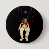 Badge Rond 7,6 Cm Astronaute et Espace Terrestre (Devant)
