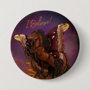 Badge Rond 7,6 Cm Atlas Moth Fairy Horse