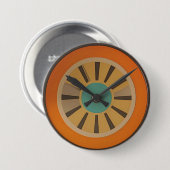 Badge Rond 7,6 Cm Atomic Futuristic Orange Slice Clock Image (Devant & derrière)