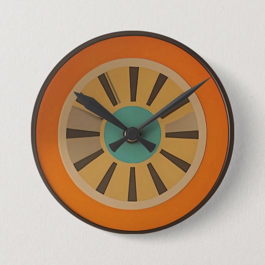 Badge Rond 7,6 Cm Atomic Futuristic Orange Slice Clock Image (Devant)