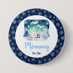 Badge Rond 7,6 Cm Aurores Boréales Animaux Arctiques Maman Bientôt