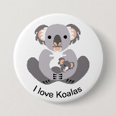 Badge Rond 7,6 Cm Australie - J'aime KOALAS - Marsupial - Faune - (Devant)