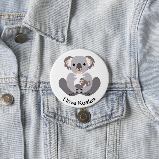 Badge Rond 7,6 Cm Australie - J'aime KOALAS - Marsupial - Faune - (En situation)