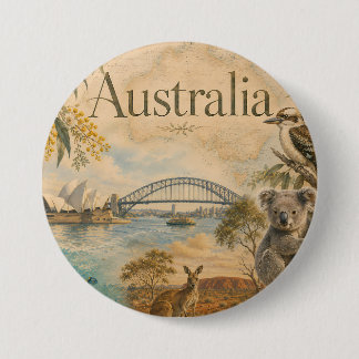 Badge Rond 7,6 Cm Australie pour les amoureux de l'Australie