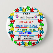 Badge Rond 7,6 Cm Autisme Alerte Pin non verbal (Devant)