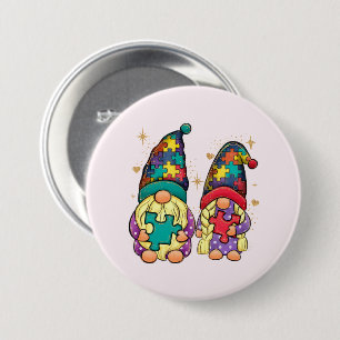 Badge Rond 7,6 Cm Autisme couple Gnome