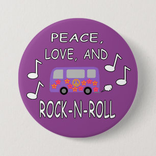 Badge Rond 7,6 Cm Autobus d'amour et de Roche-N-Petit pain de paix
