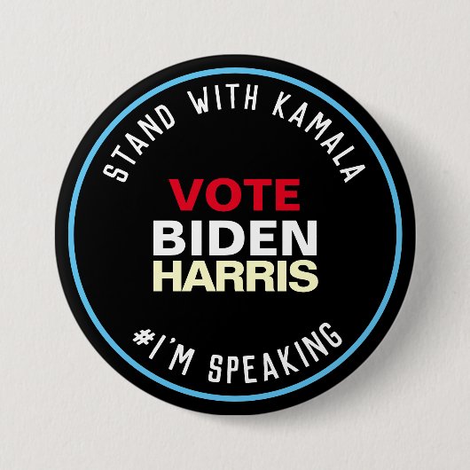 Badge Rond 7,6 Cm Avec Kamala, je parle BIDEN HARRIS (Devant)