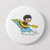 Badge Rond 7,6 Cm Aventure de rafting en eau vive avec Scared Boy (Devant)