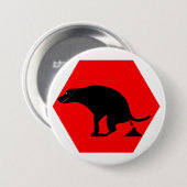 Badge Rond 7,6 Cm Avertissement Pooping Chien (Devant & derrière)