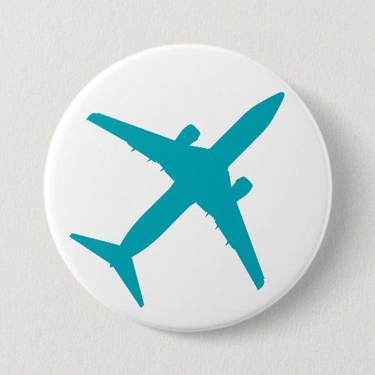 Badge Rond 7,6 Cm Avion graphique en Aqua Blue (Devant)