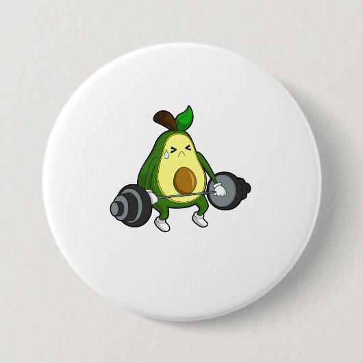 Badge Rond 7,6 Cm Avocado à Fitness avec Barbell (Devant)