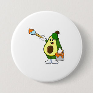 Badge Rond 7,6 Cm Avocado en peintre avec pinceau