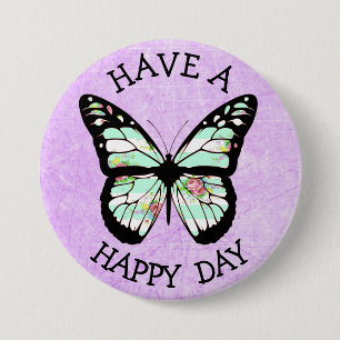 Badge Rond 7,6 Cm Ayez un Joyeux Bouton de papillon violet