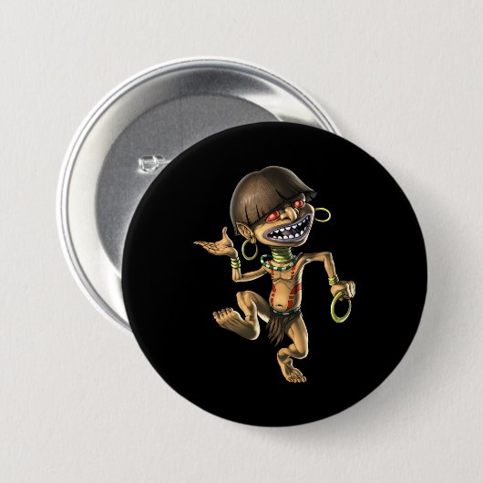 Badge Rond 7,6 Cm Aztec Créature Chaneque (Devant & derrière)