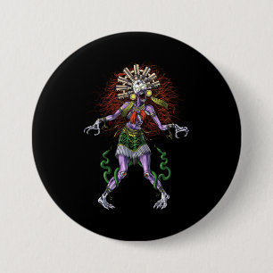 Badge Rond 7,6 Cm Aztec Mythologie Deity Tzitzimitl