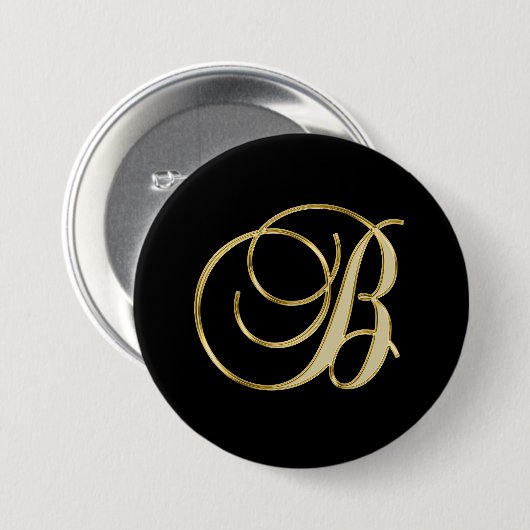 Badge Rond 7,6 Cm B Monogramme B or script (Devant & derrière)